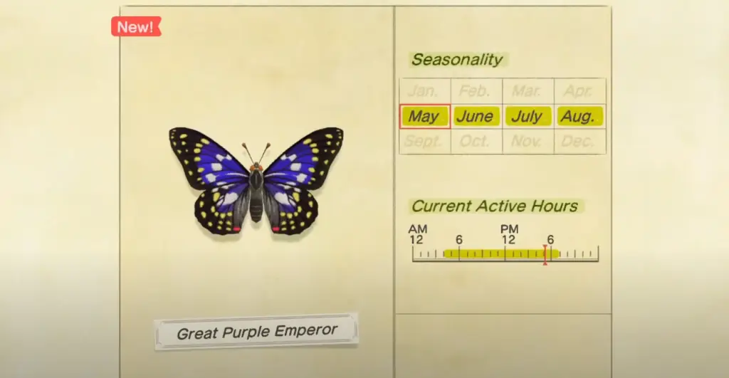 How to catch Great Purple Emperor Butterfly in Animal Crossing New Horizons