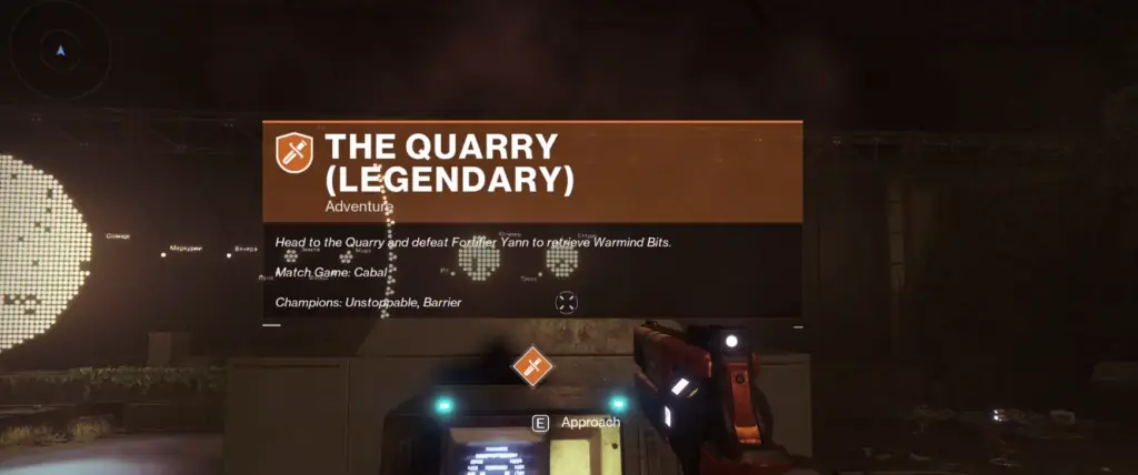 Quarry Legendary Lost Sector Location