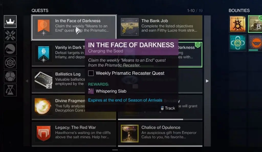 In the Face of Darkness Quest Bug in Destiny 2