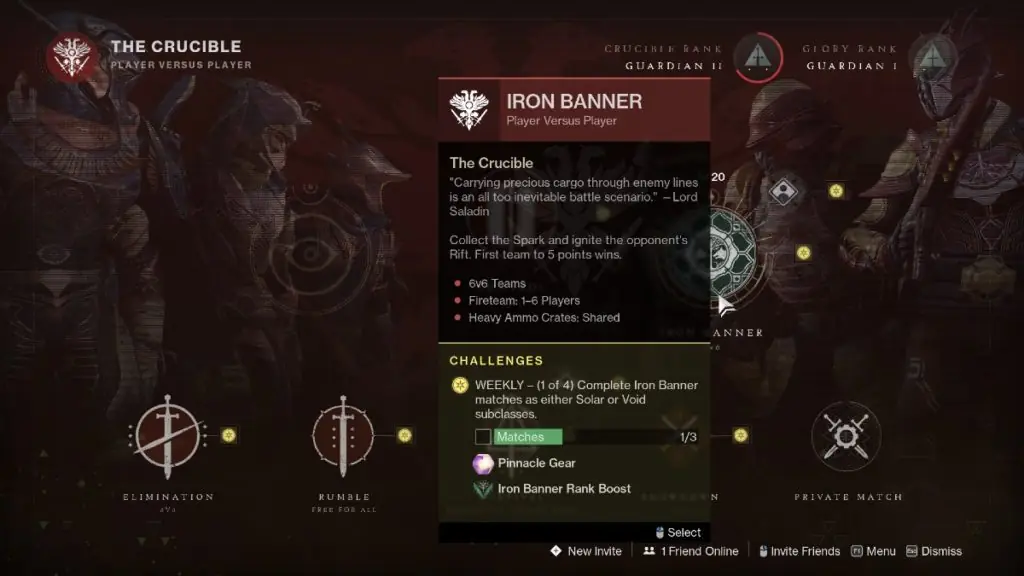 Destiny 2 Iron Banner daily challenge node