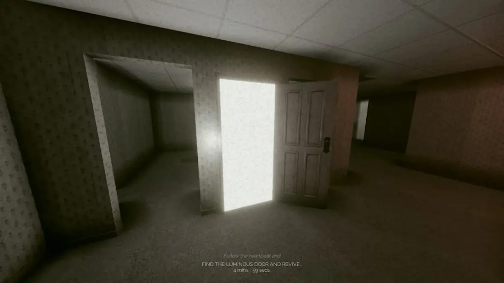 illuminated door in inside the backrooms