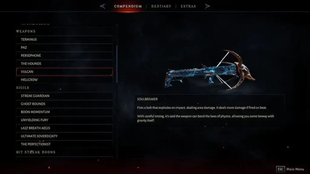 Vulcan info in Metal Hellsinger