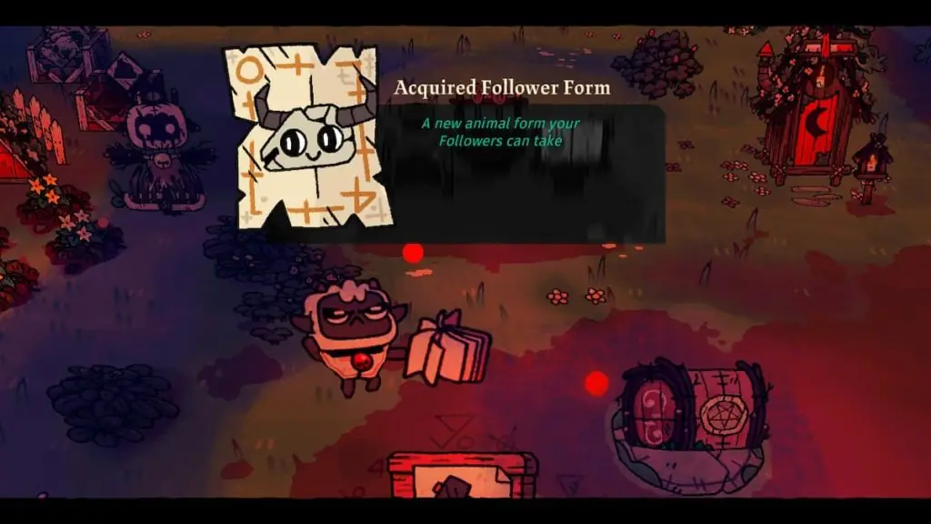 Skull Blood Moon's follower form in Cult of the Lamb