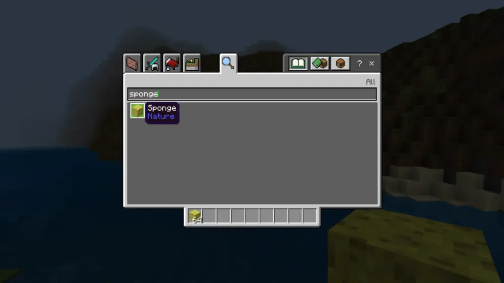 Sponge in Creative Mode in Minecraft