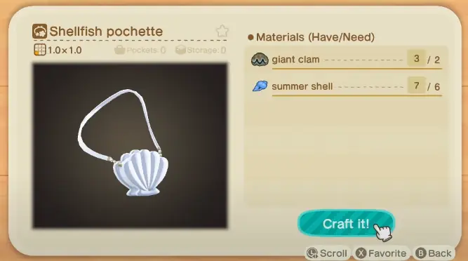 Animal Crossing New Horizons Summer Shell Recipes