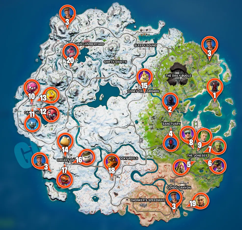 All Fortnite Chapter 3 Season 1 Npc And Character Locations All Fortnite Chapter 3 Season 1 Npc And Character Locations